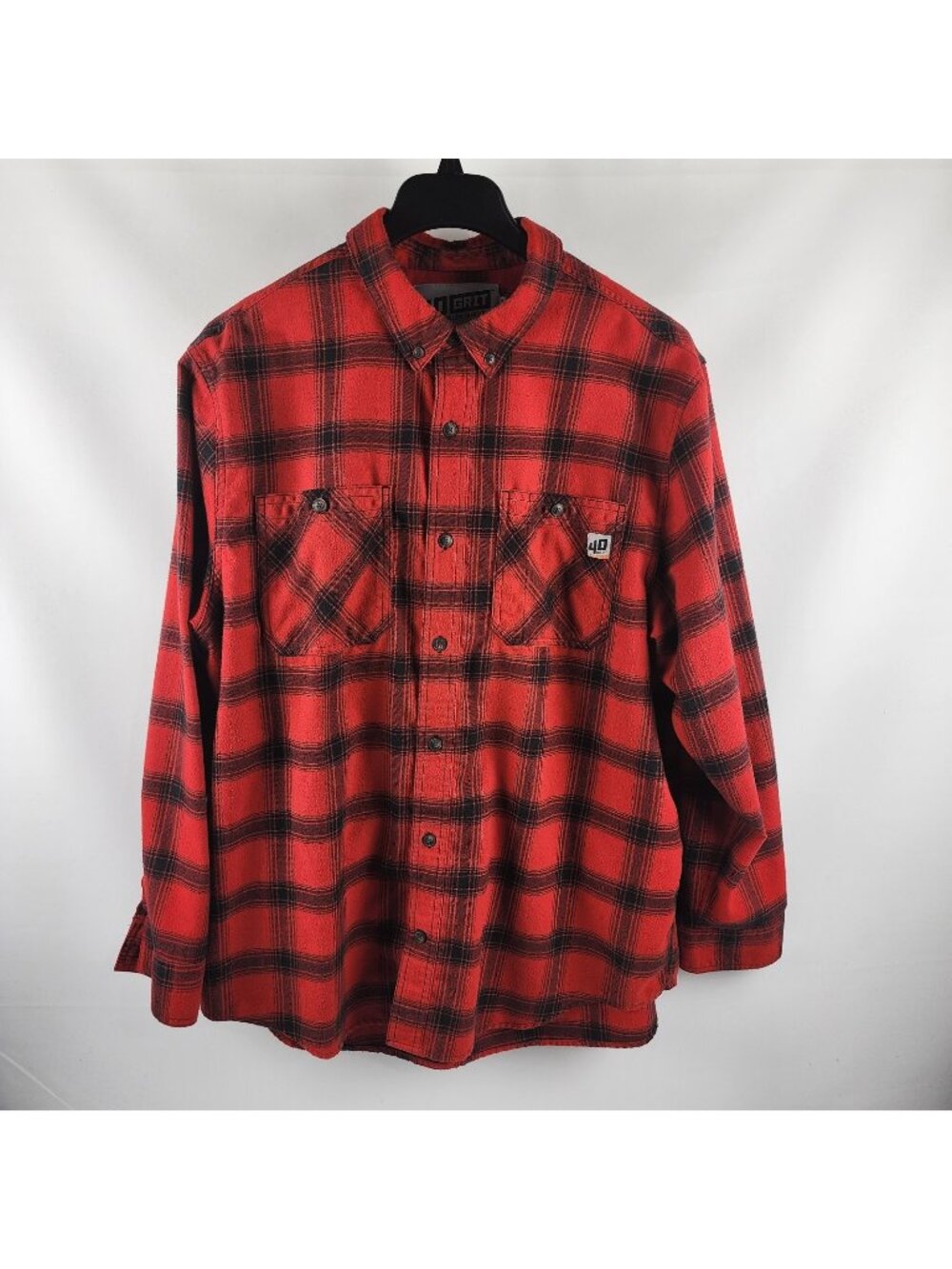 40 Grit Shirt Mens XL Red Black Plaid Duluth Trading Co. Standard Fit Flannel
